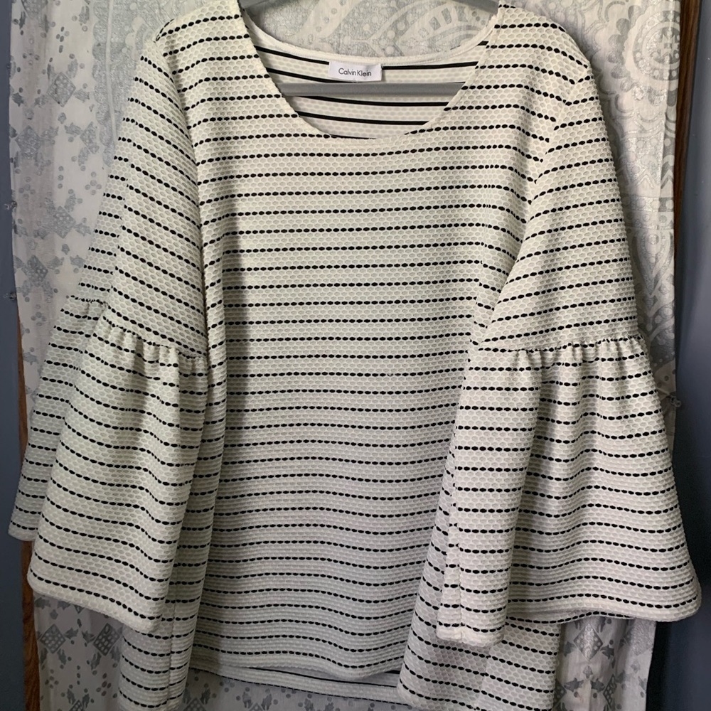 Stripped Ruffled Sleeve Shirt